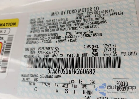 2015 Ford Fusion Energi Titanium from USA, damaged, VIN 3FA6P0SU6FR260682